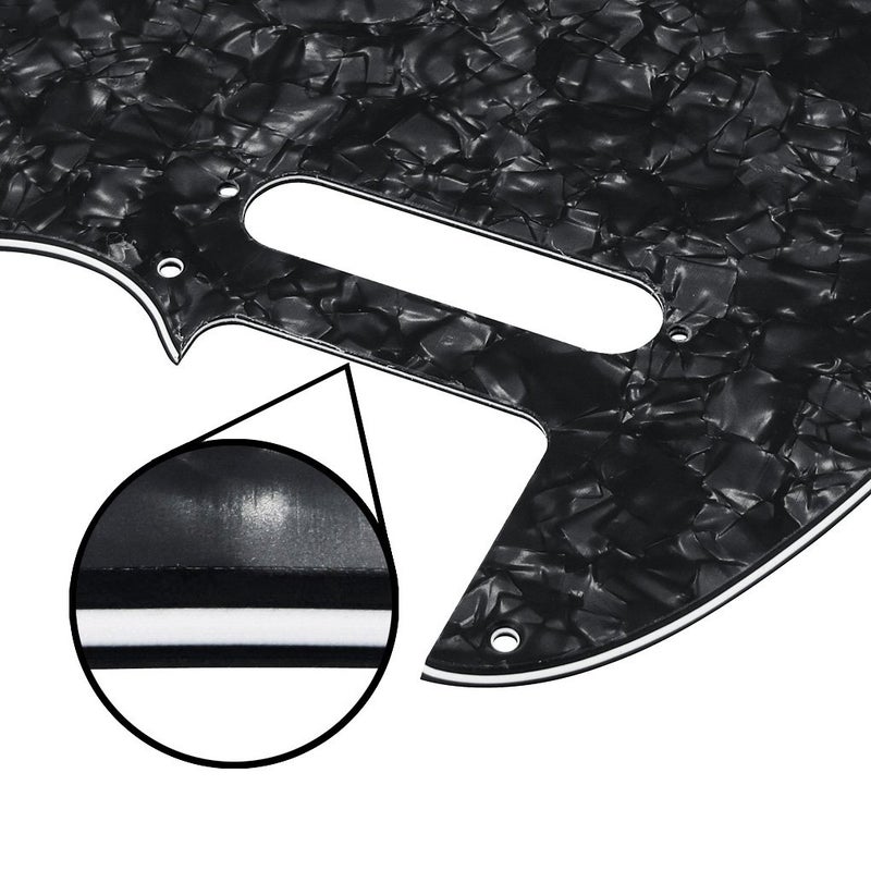 FLEOR 8 Hole TL Pickguard Scratch Plate with Pickguard Screws Set Fit USA/MX Standard TL Style Pickguard Replacement, 4Ply Black Pearl - Image 4